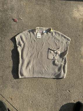 Free People Beach Freya Knit Sweater Vest in Oatmeal Bone Combo